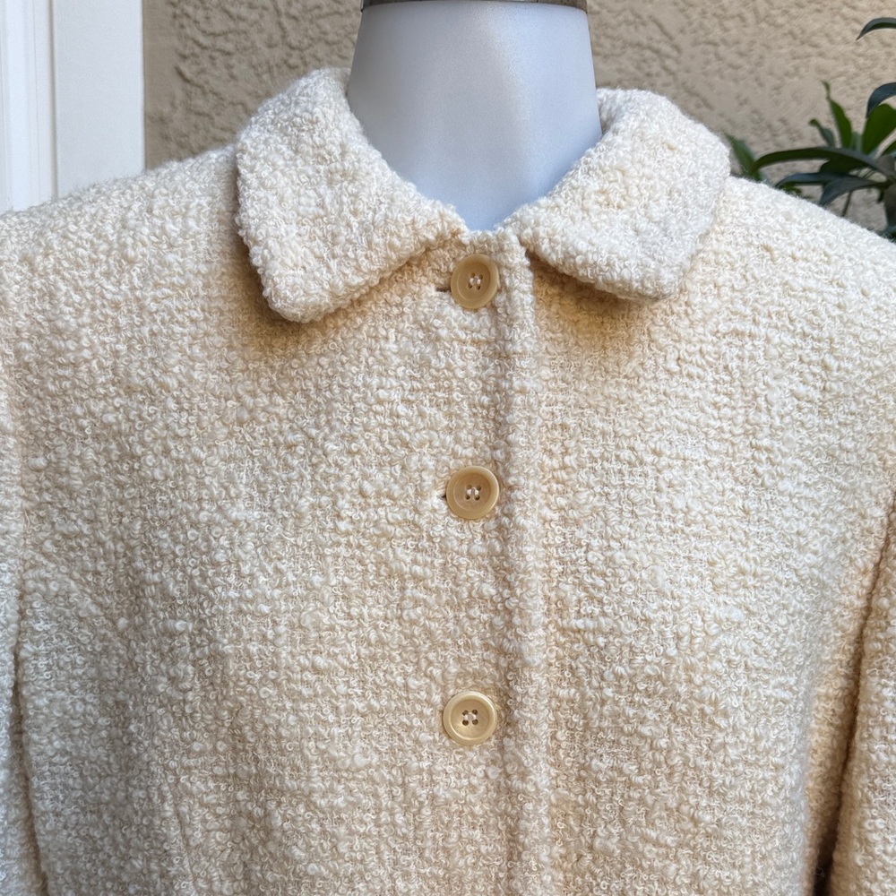 Vintage Jones New York Cream Wool Tweed Textured Jacket